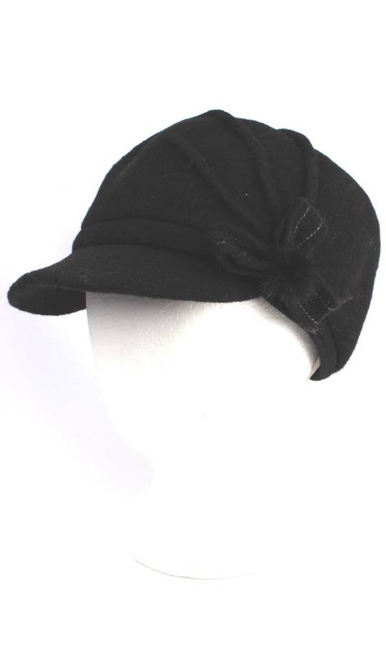 Headstart wool felt cap w pleats,flower black Style : HS/1411